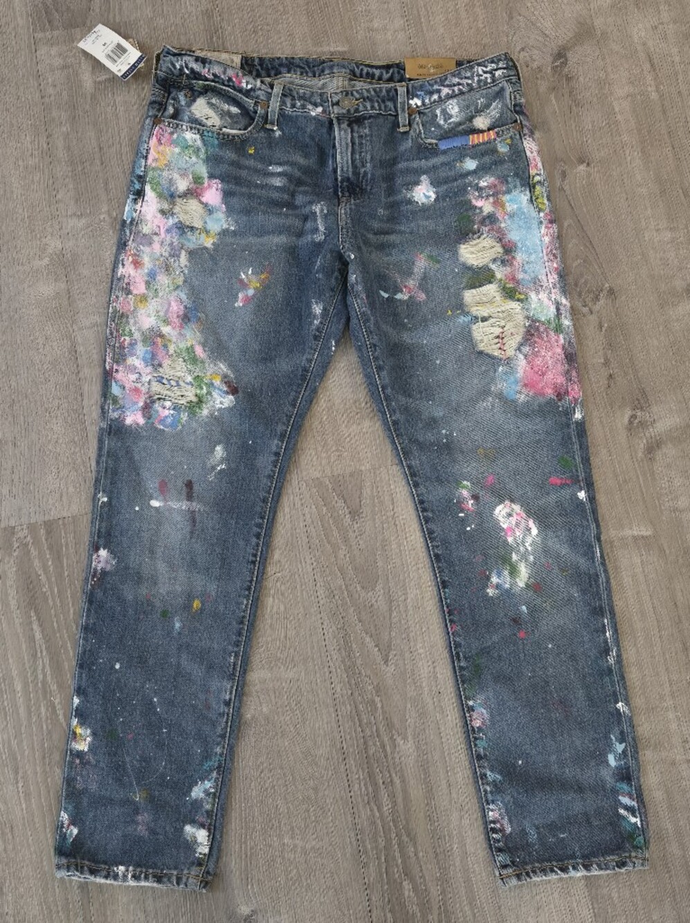 NWT - 44 Polo Ralph Lauren Astor Slim Boyfriend Jeans Paint Splatter Sz 30